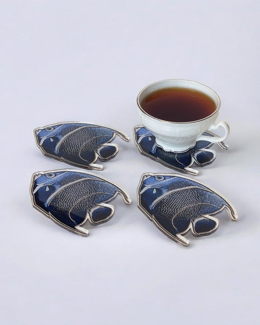 Balık Tasarımlı Lüks 4'lü Bardak Altlığı Seti - QueenBeeIstanbul