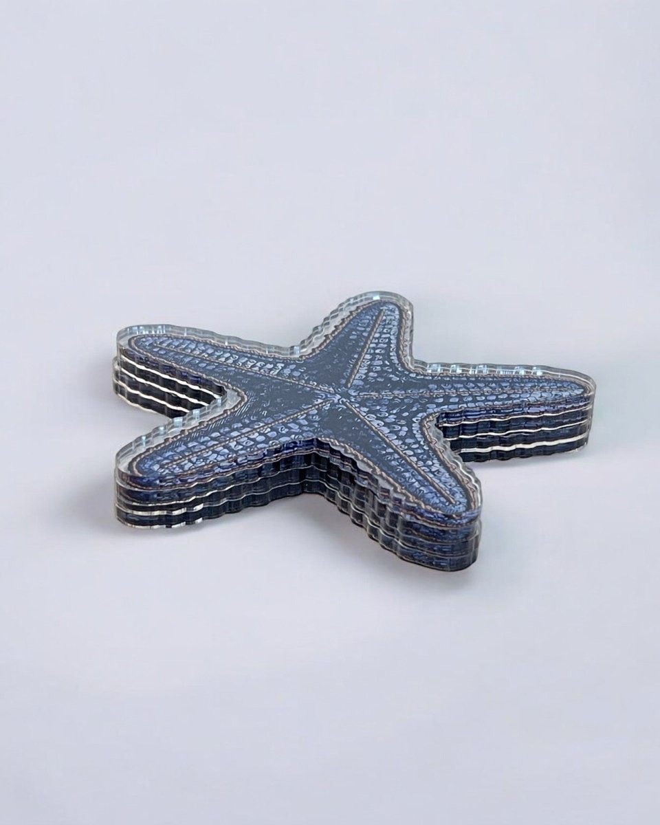 Deniz Yıldızı Tasarımlı Lüks 4'lü Bardak Altlığı Seti - QueenBeeIstanbul