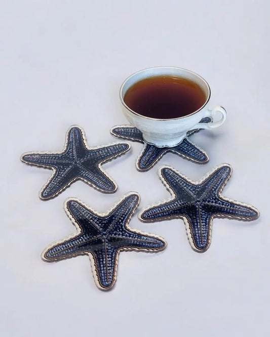Deniz Yıldızı Tasarımlı Lüks 4'lü Bardak Altlığı Seti - QueenBeeIstanbul