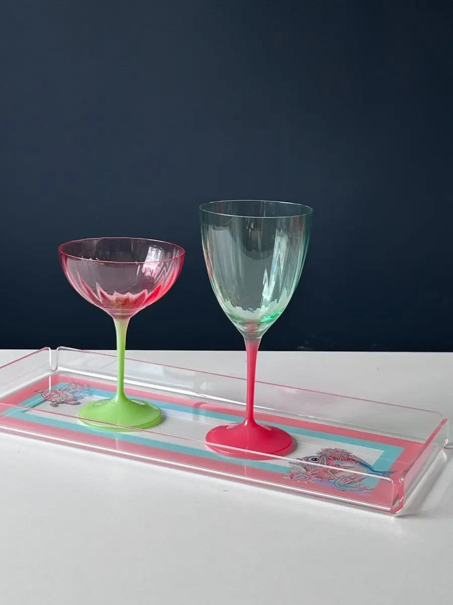 Kokoş Balık Desenli Pleksi Kulpsuz Servis ve Sunum Tepsisi 2'li Set - QueenBeeIstanbul