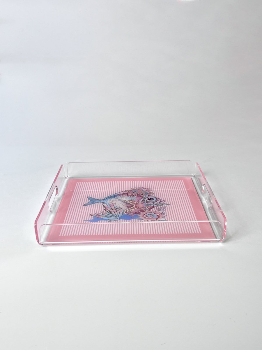 Kokoş Balık Desenli Pleksi Servis ve Sunum Tepsisi 30x30cm - QueenBeeIstanbul