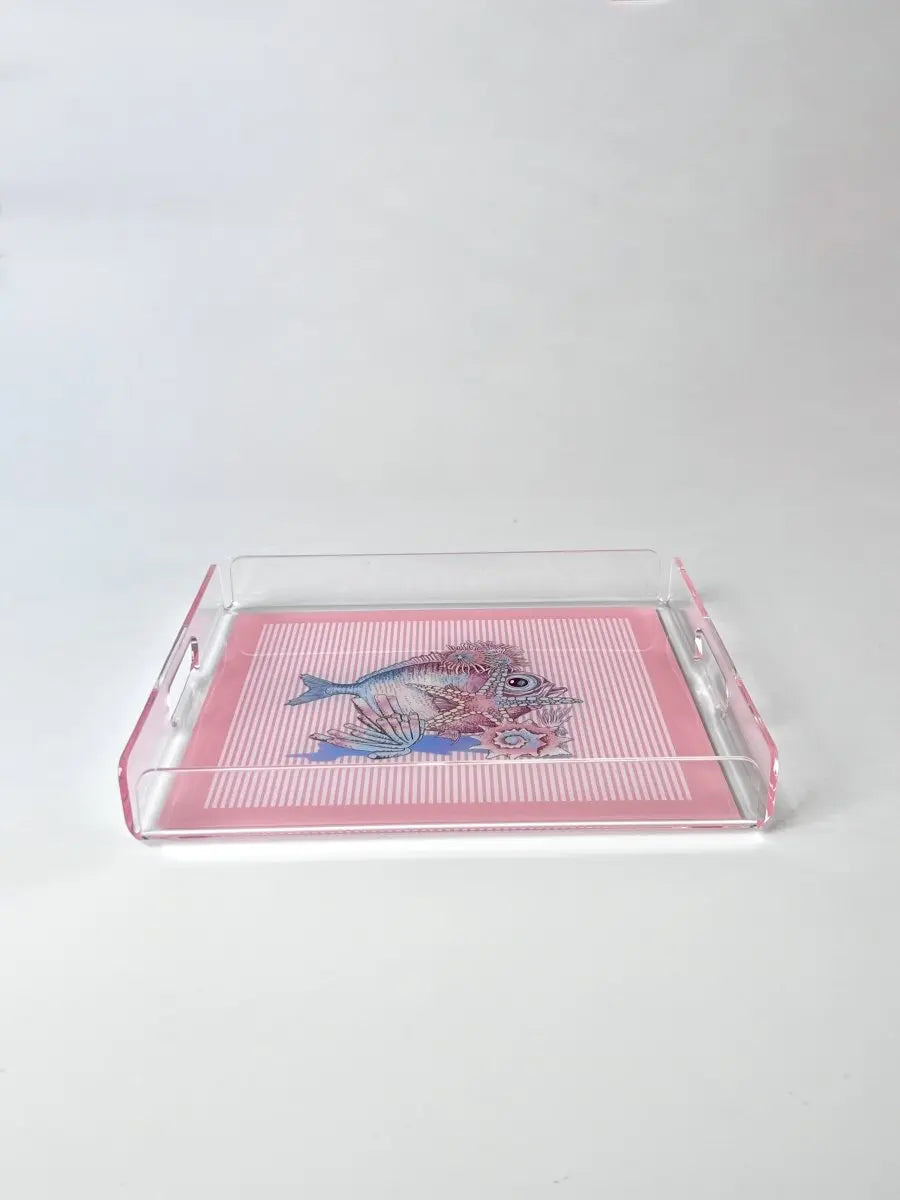 Kokoş Balık Desenli Pleksi Servis ve Sunum Tepsisi 30x30cm - QueenBeeIstanbul