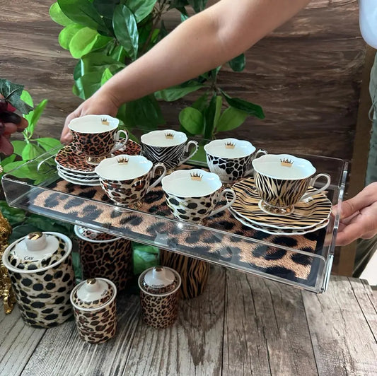 Leopar Desenli Pleksi Tepsi - QueenBeeIstanbul