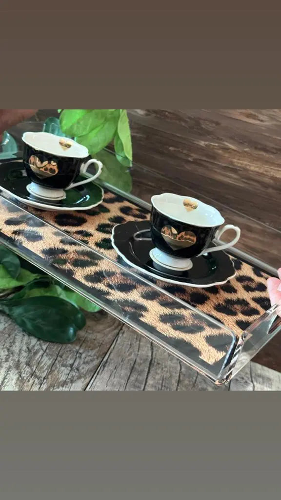 Leopar Desenli Pleksi Tepsi - QueenBeeIstanbul