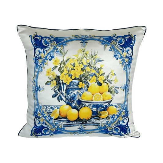 Mediterranean Lemon – Capri Vase Kırlent Kılıfı - QueenBeeIstanbul