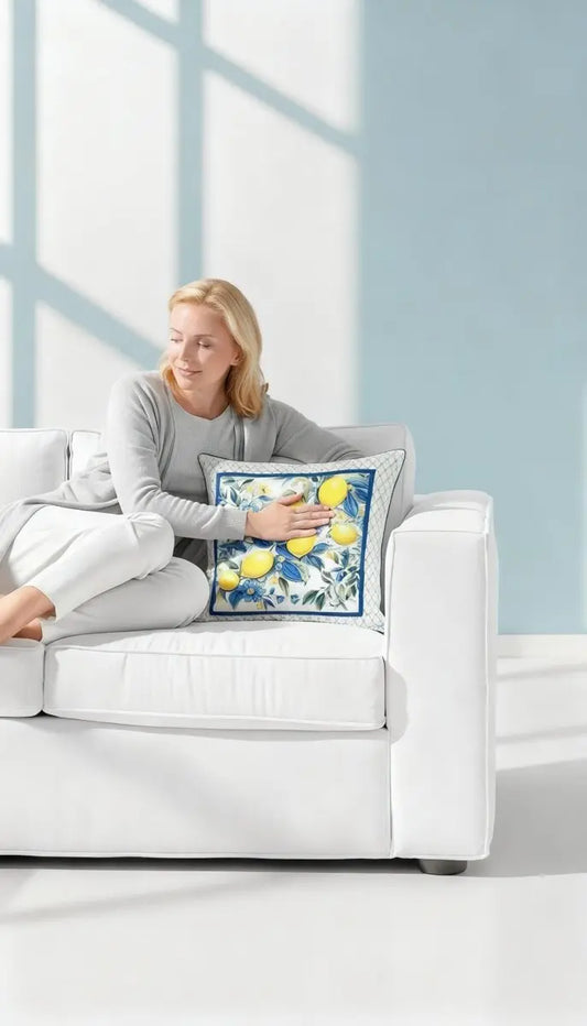 Mediterranean Lemon – Sorrento Bloom Kırlent Kılıfı - QueenBeeIstanbul