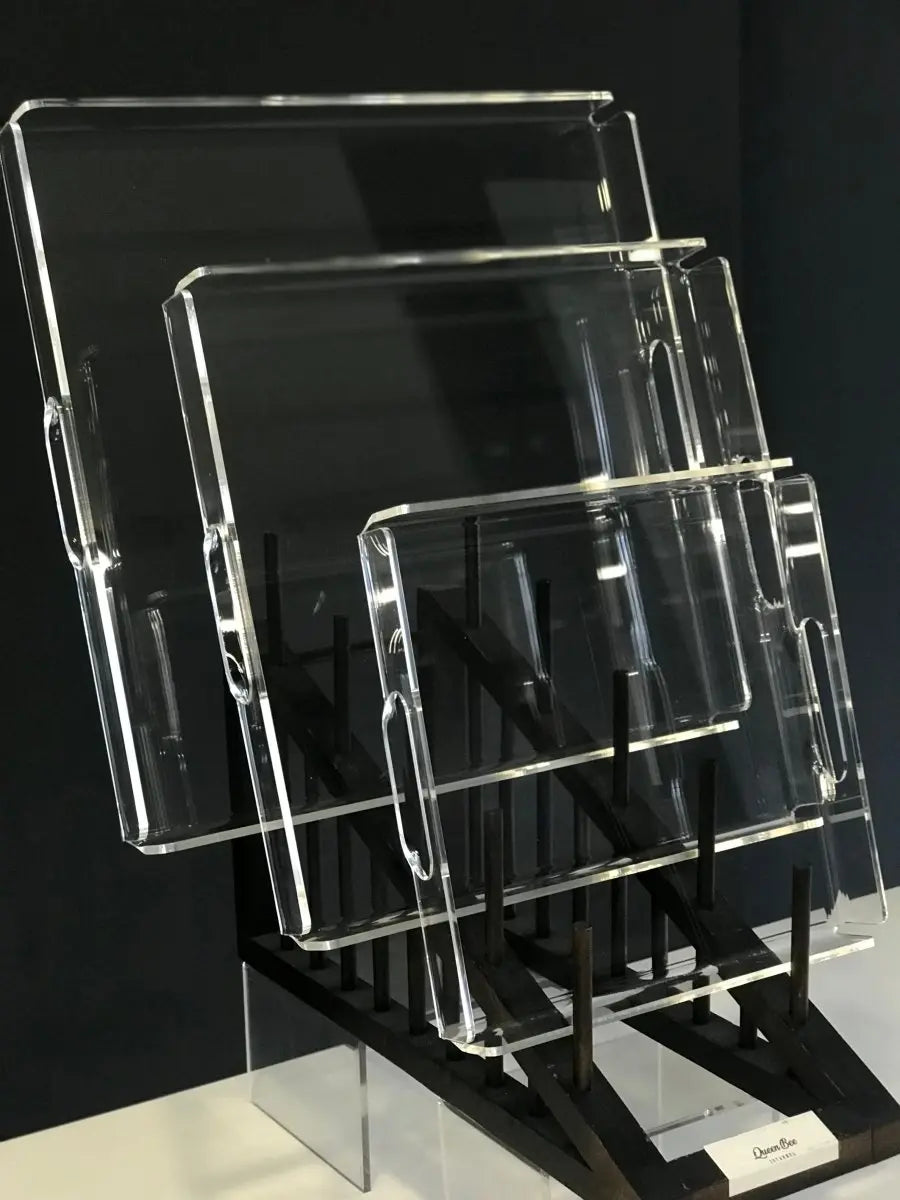 Outlet 3'lü Pleksi Kare Tepsi Seti - Ekonomik Set - QueenBeeIstanbul