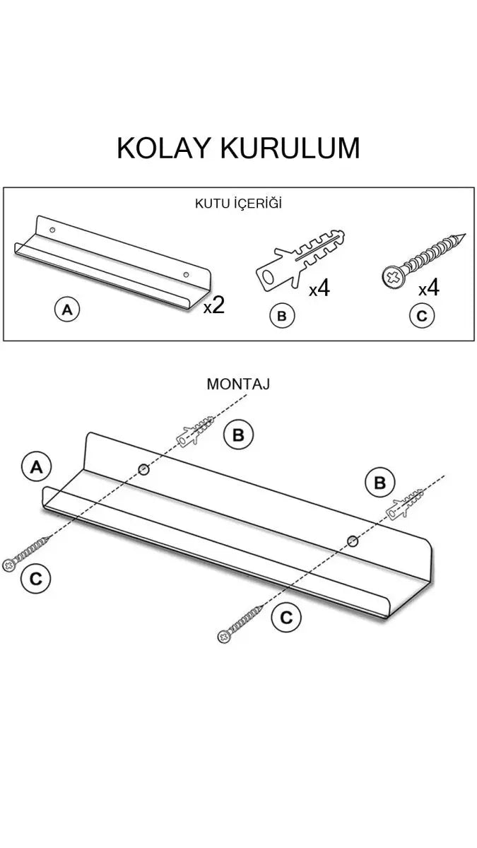 OUTLET - Çok amaçlı Pleksi Duvar Rafı - 60cmx10cm - QueenBeeIstanbul