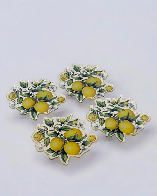 Özel Kesim Salkım Limon Desenli 4'lü Bardak Altlığı Seti - QueenBeeIstanbul
