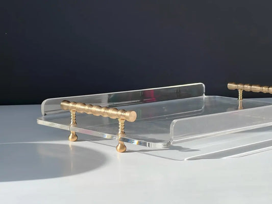 Pirinç Kulp Ve Ayaklı Premium Tepsi - QueenBeeIstanbul