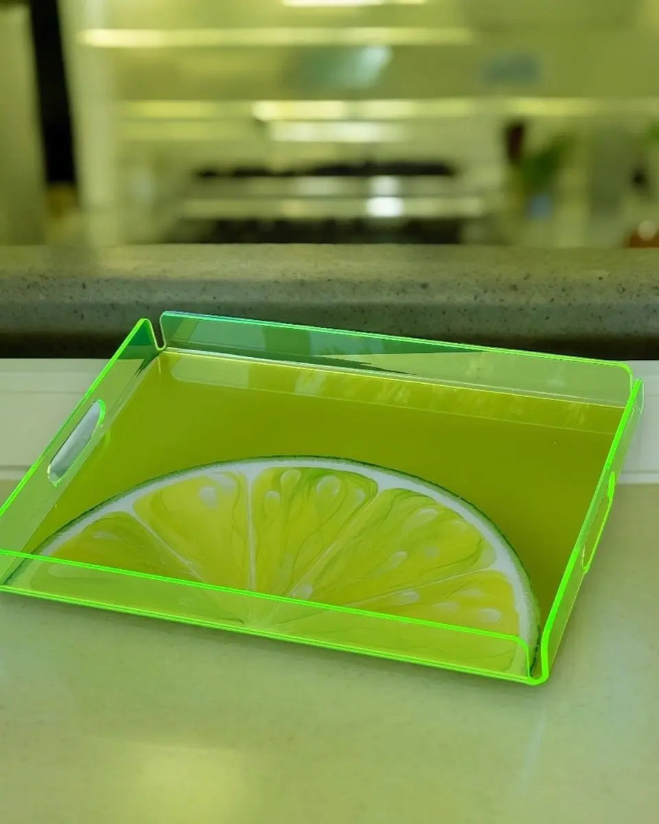 Renkli Pleksi Tepsi - Ayrılabilir Desenli - QueenBeeIstanbul