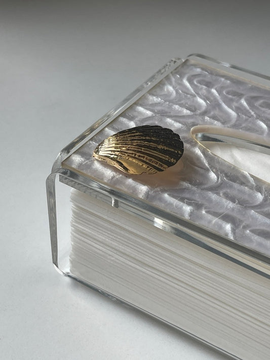 Sedef Detaylı Objeli Şeffaf Pleksi Çek Al Mendil & Peçetelik - QueenBeeIstanbul