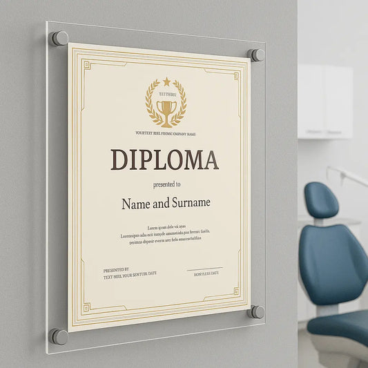 Şeffaf Pleksi Diploma Sertifika Çerçevesi | Duvar Tipi Vidalı Montaj | 25x34 cm - QueenBeeIstanbul