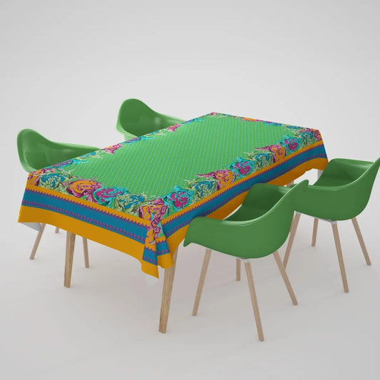 Viva Casa Masa Örtüsü – 225x145 cm | Keten Dokulu, Dertsiz ve Leke Tutmayan Canlı Desenli Sofra Örtüsü | Queen Bee Istanbul - QueenBeeIstanbul