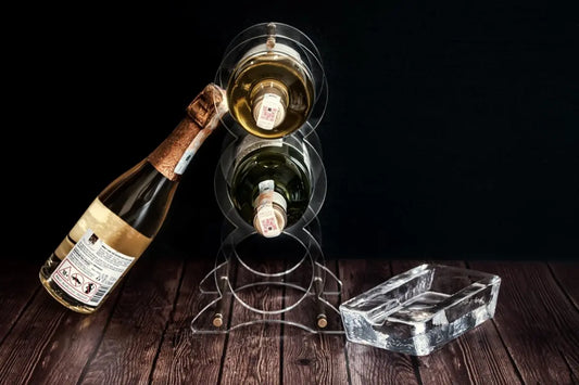 3'lü Akrilik Şeffaf Şaraplık ve Şişe Düzenleme Rafı - QueenBeeIstanbul