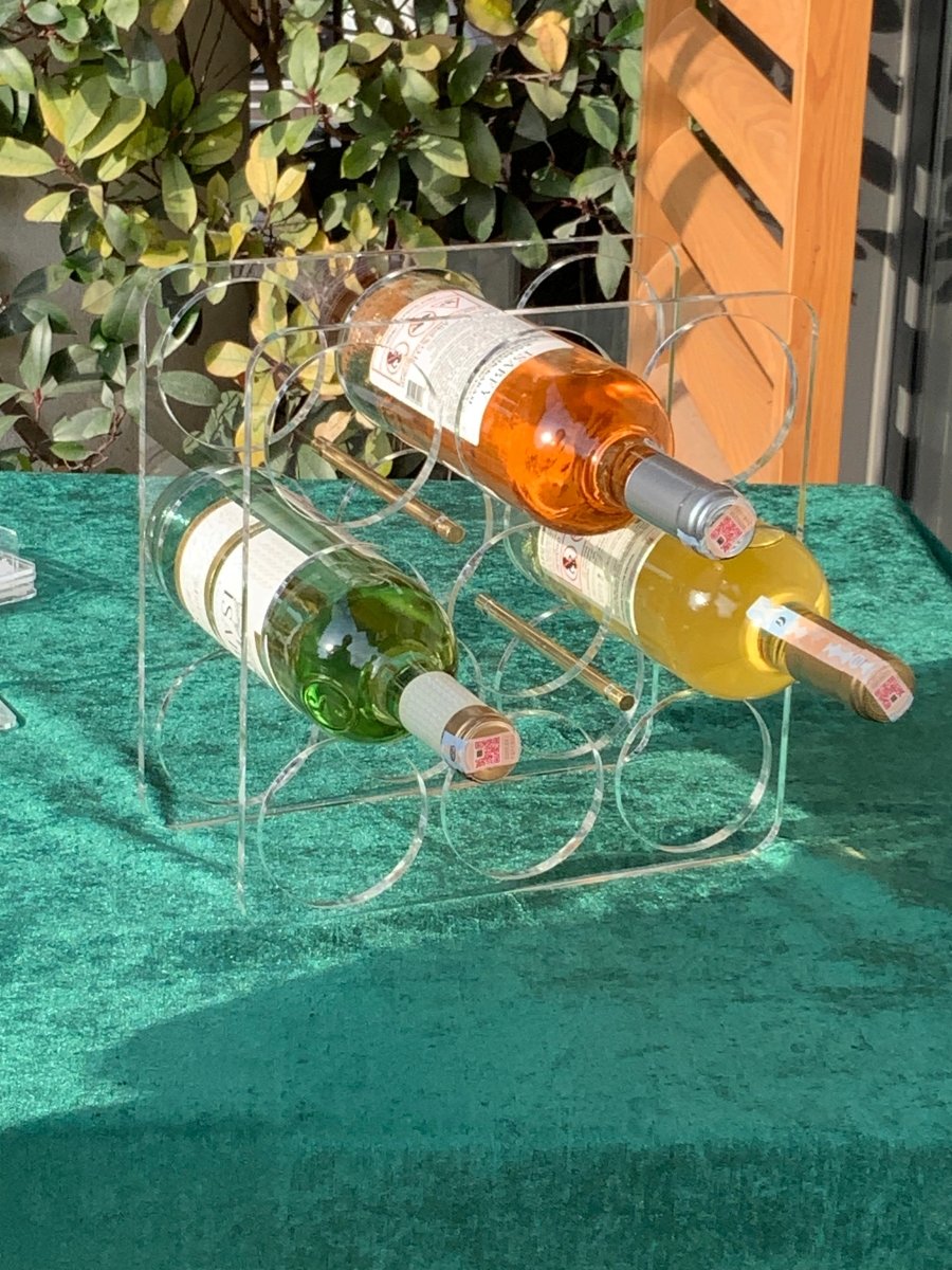 9'lu Akrilik Şeffaf Şaraplık ve Şişe Düzenleme Rafı - QueenBeeIstanbul