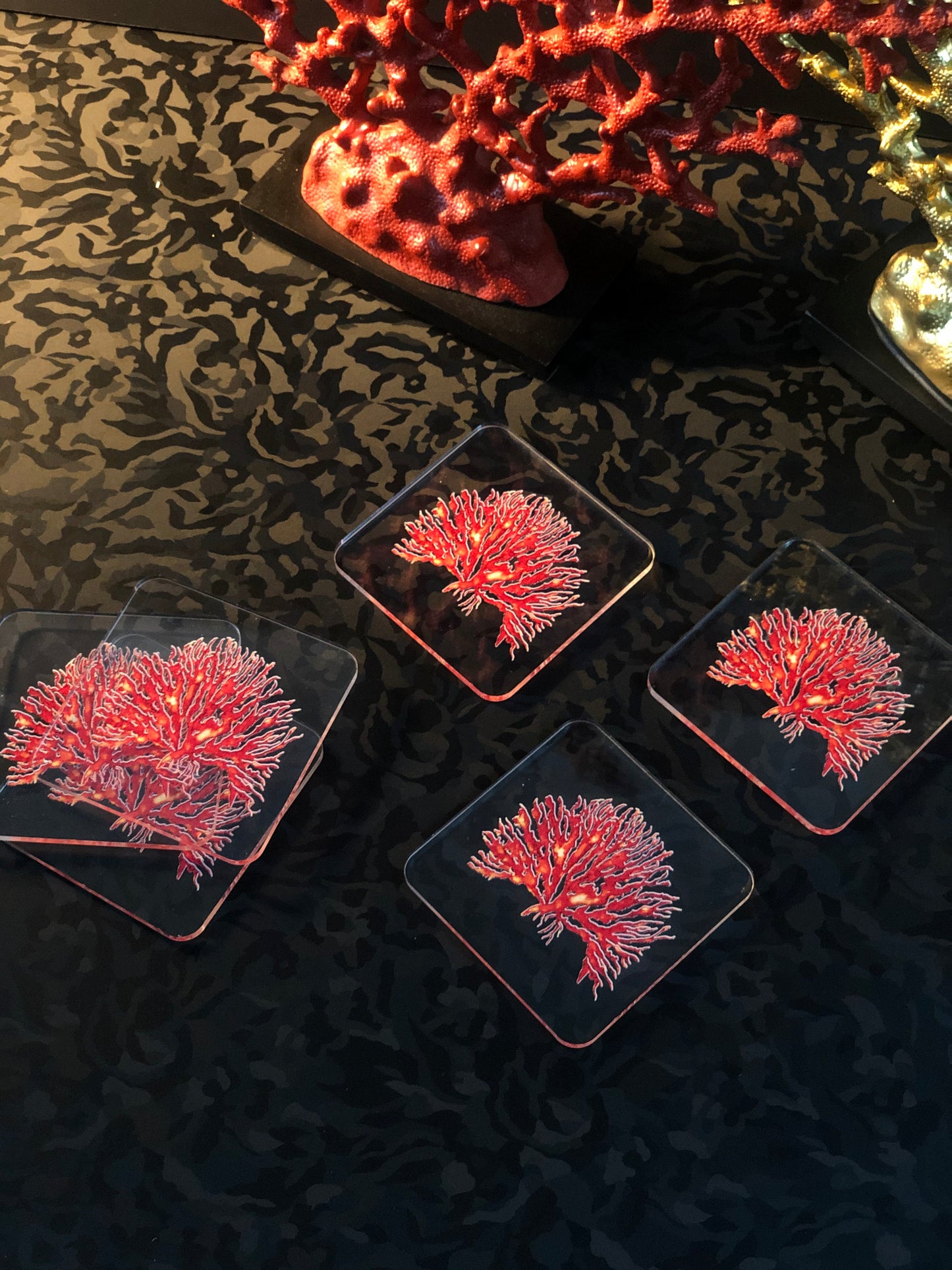 Pleksi Bardak Altlığı -Kırmızı Mercan-