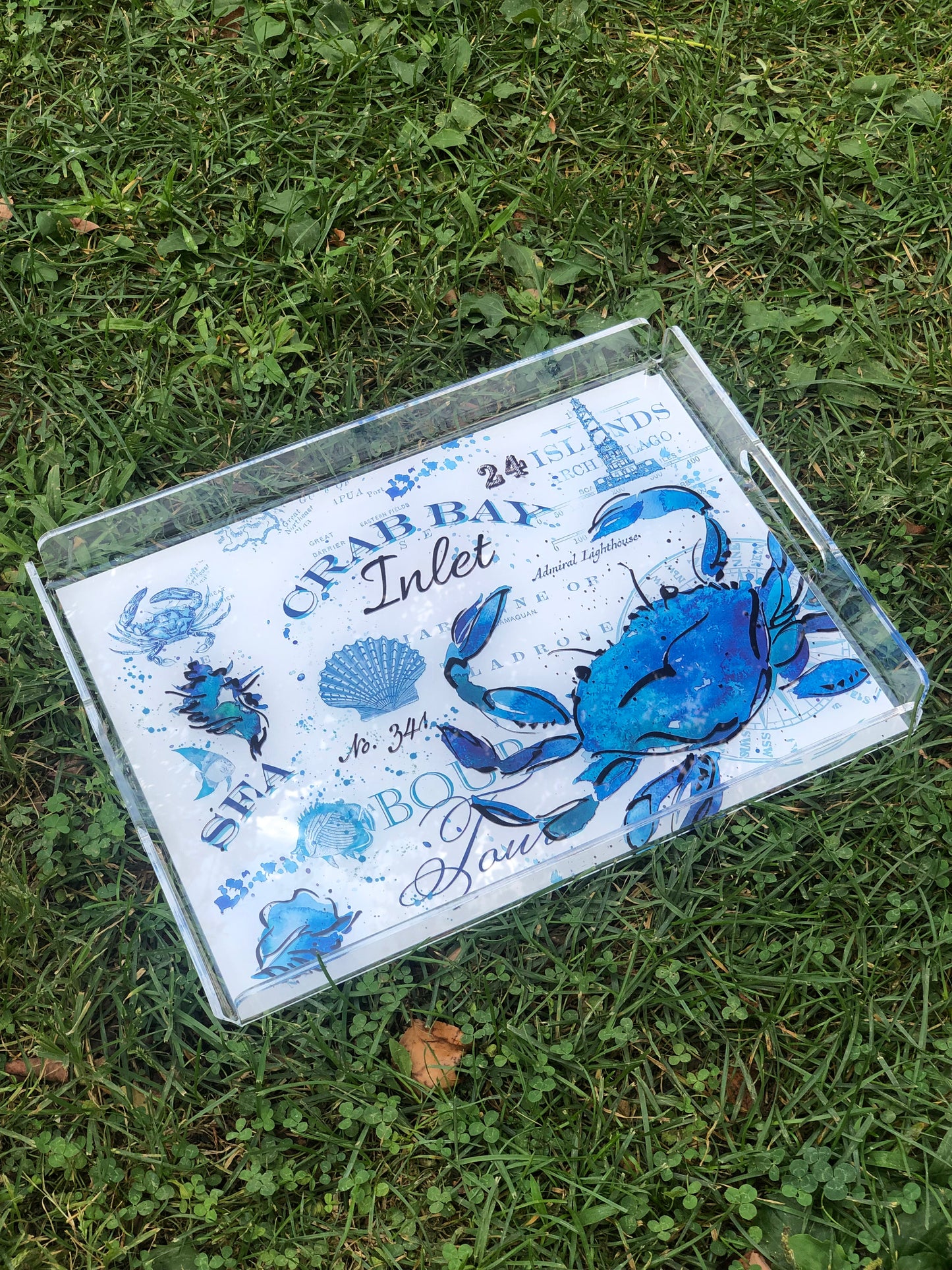 Marin Temalı Pleksi Tepsi -Crab Bay-