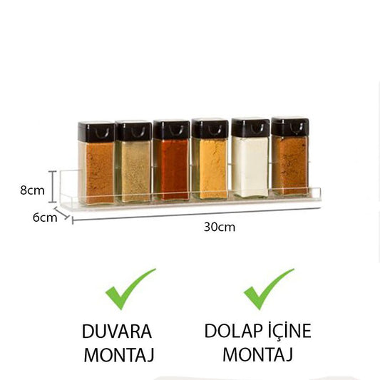 Akrilik Mutfak Rafı, Yerden Tasarruf Sağlayan ve Çok Yönlü Kullanım Alanlı Raf -2'li Set- 30cm - QueenBeeIstanbul