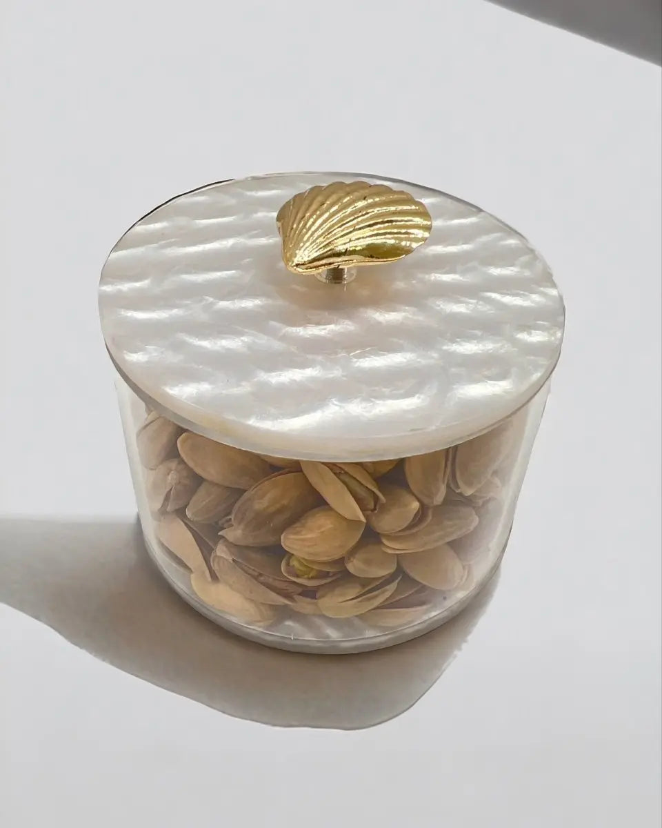 Akrilik Sedef Detaylı Deniz Temalı Şeffaf Pleksi Kutu ve Kavanoz - QueenBeeIstanbul