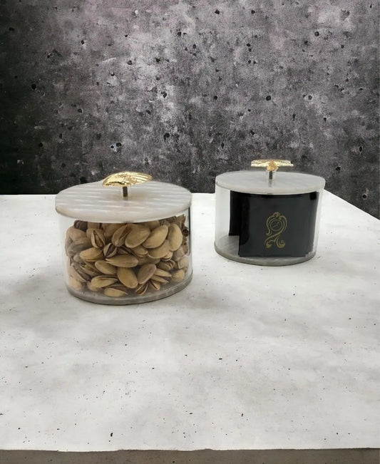 Akrilik Sedef Detaylı Deniz Temalı Şeffaf Pleksi Kutu ve Kavanoz - QueenBeeIstanbul