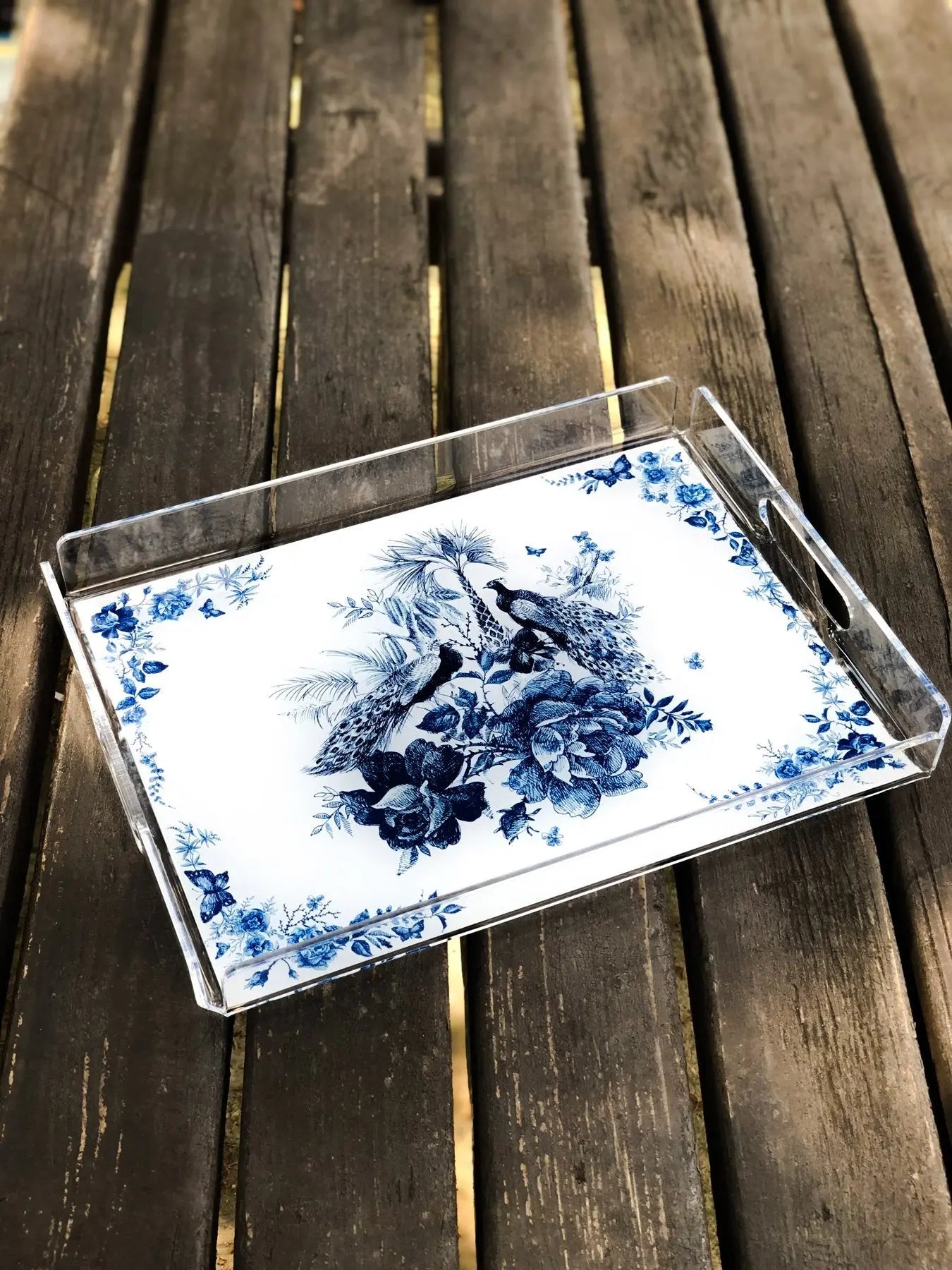 Bleu Figure Pleksi Tepsi - Tavus Kuşları - QueenBeeIstanbul