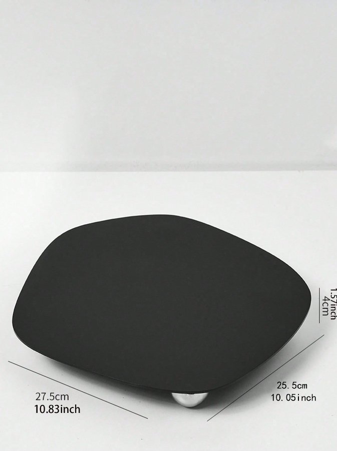 Çakıltaşı Model Aynalı ve Siyah Akrilik Gümüş Ayaklı Tepsi - Organizer - QueenBeeIstanbul