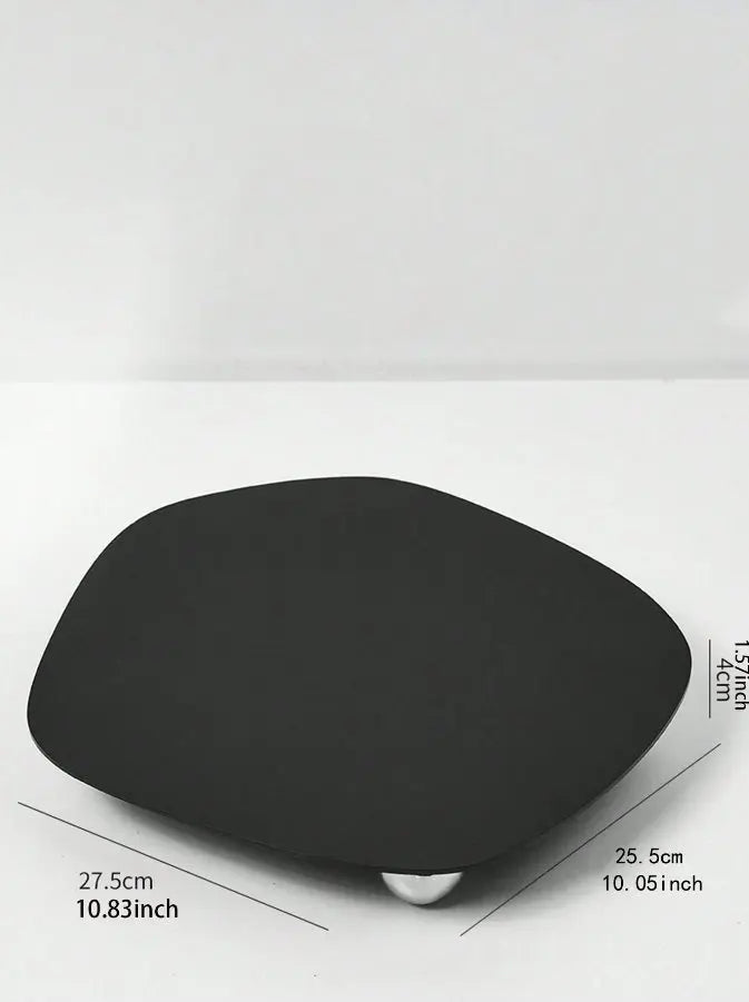 Çakıltaşı Model Aynalı ve Siyah Akrilik Gümüş Ayaklı Tepsi - Organizer - QueenBeeIstanbul