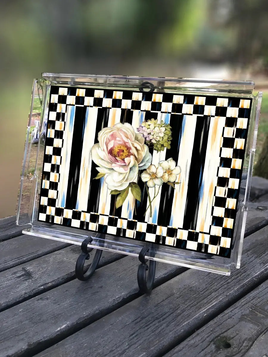 Damalı Çiçek Desenli Tepsi QueenBeeIstanbul