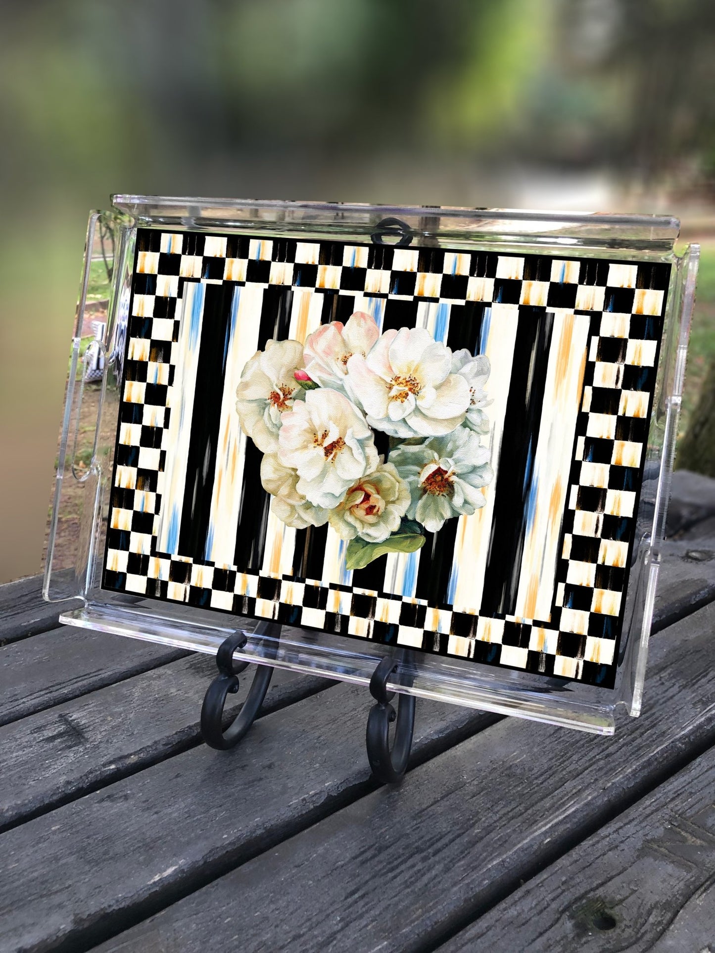 Checkered Flower Pattern Tray