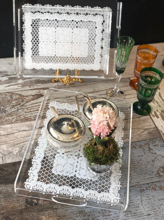 Dantel Desenli Pleksi Tepsi -Premium-