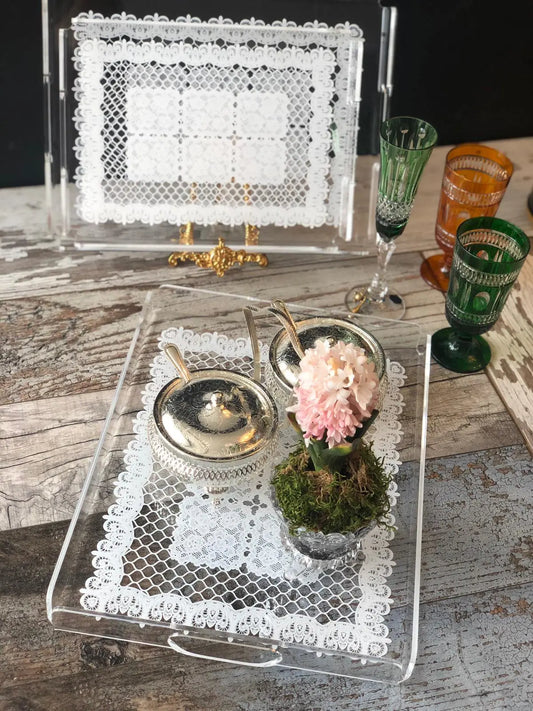 Dantel Desenli Pleksi Tepsi -Premium- QueenBeeIstanbul