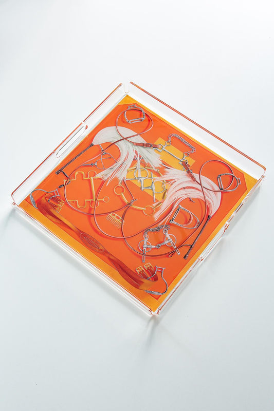 Equestrian Desenli Pleksi Tepsi