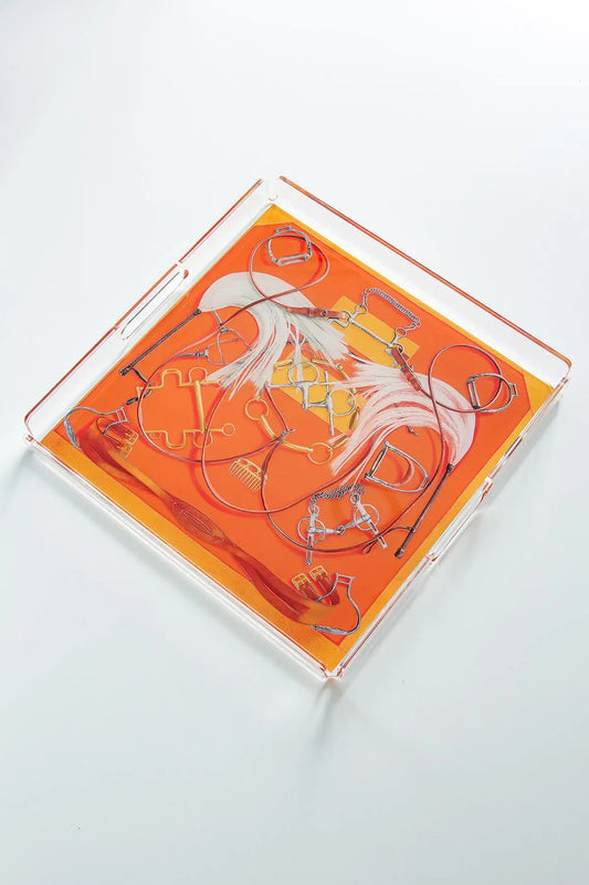 Equestrian Desenli Pleksi Tepsi QueenBeeIstanbul