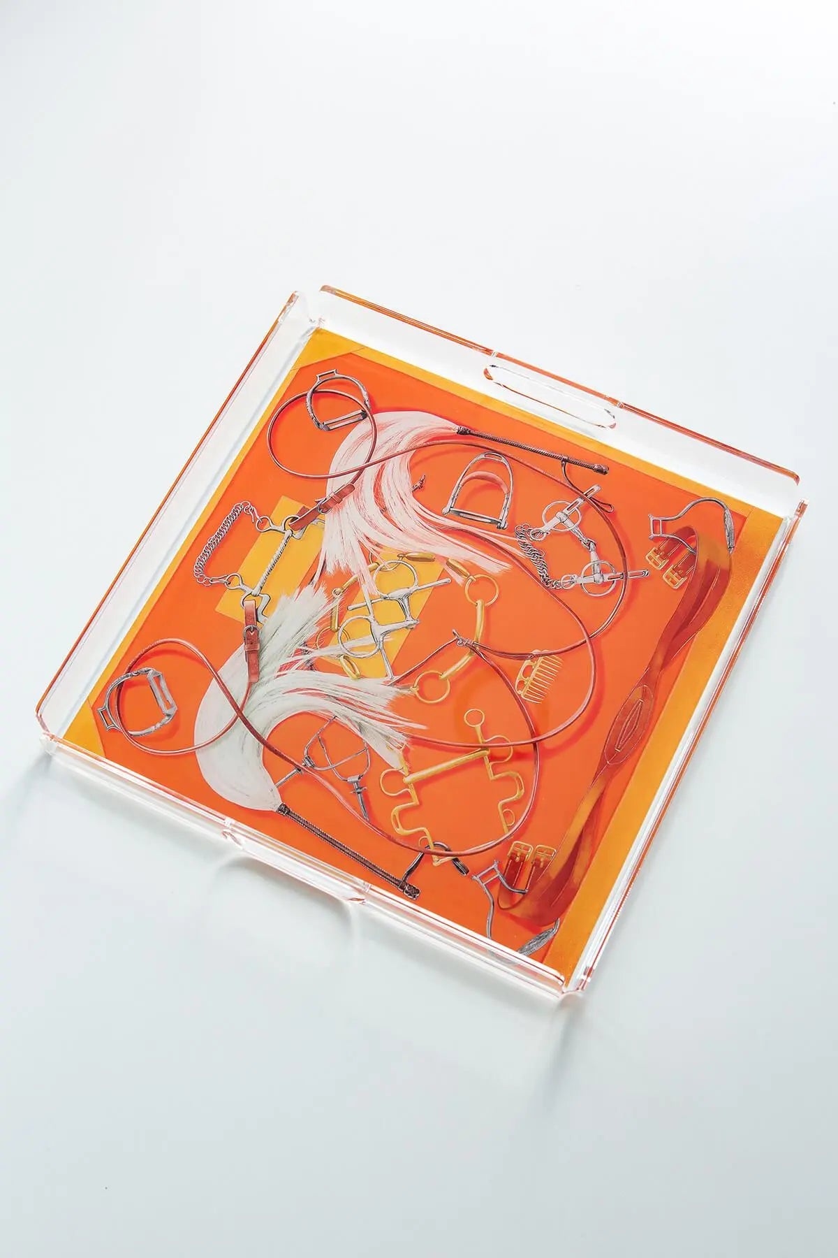 Equestrian Desenli Pleksi Tepsi QueenBeeIstanbul