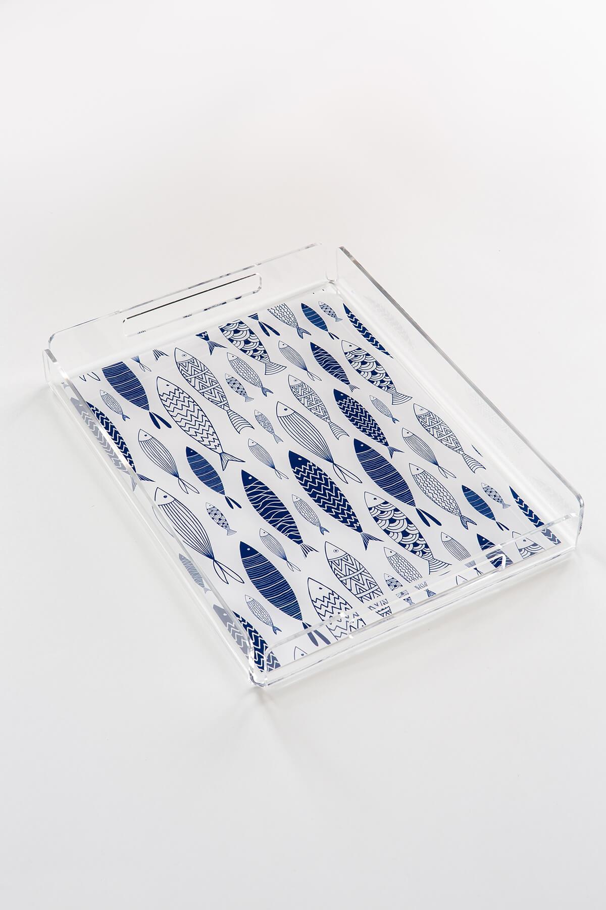 Fishes Desenli Pleksi Tepsi