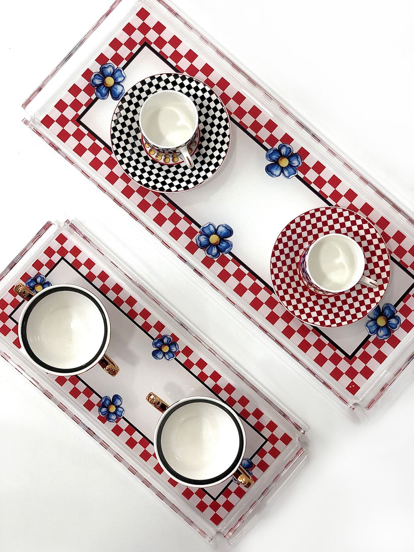 Kırmızı Ember Pleksi Servis ve Sunum Tepsi