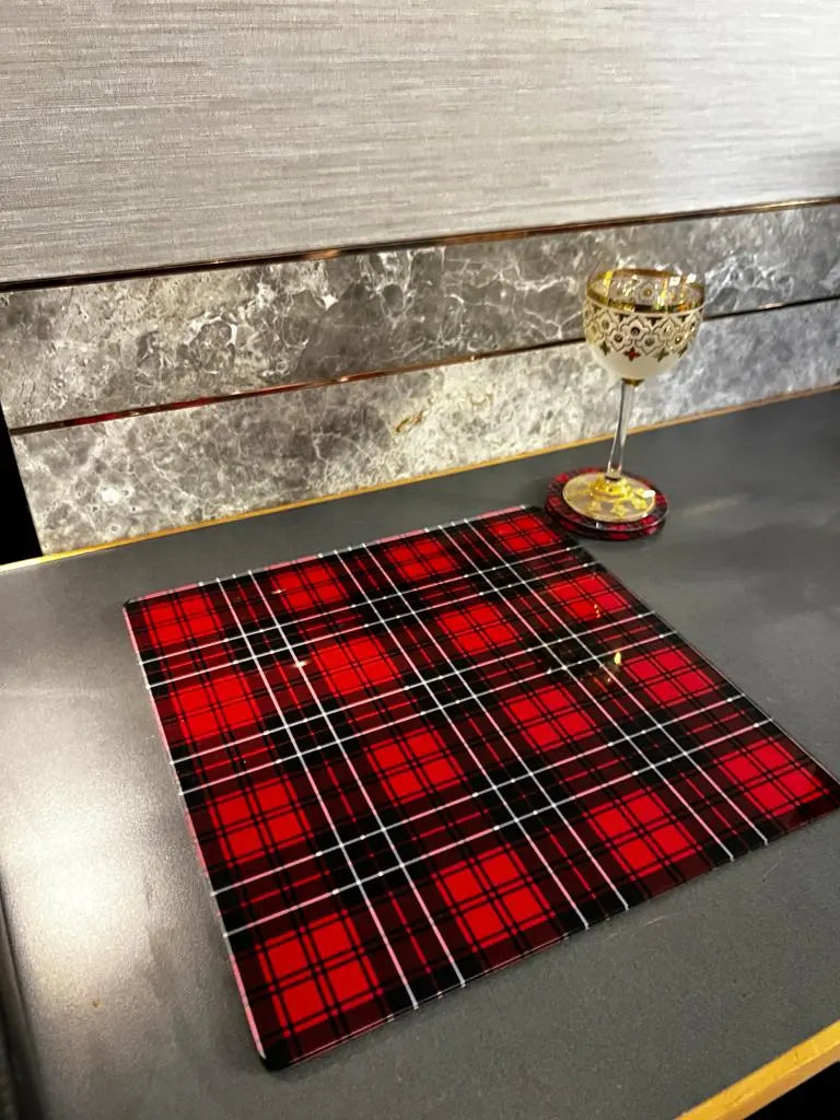 Kırmızı Tartan Desenli Amerikan Servisi - QueenBeeIstanbul