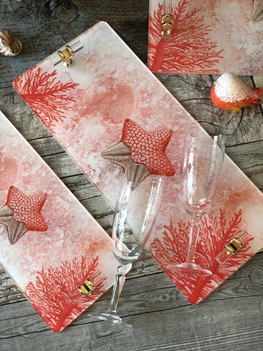 Kulplu Bar Tipi Pleksi Sunum Tepsisi -Deniz Yıldızı- QueenBeeIstanbul