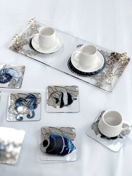 Kulplu Bar Tipi Pleksi Sunum Tepsisi -Marin&Kabuk- - QueenBeeIstanbul