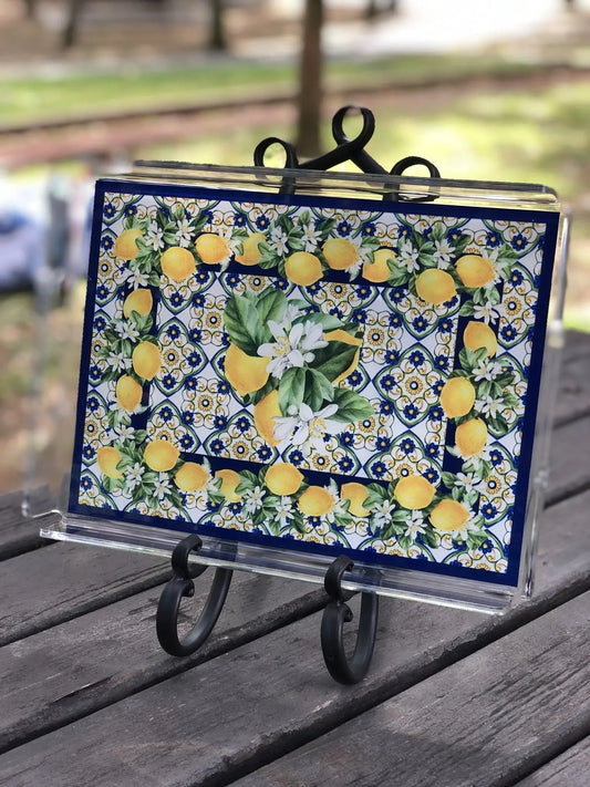 Limon Çiçeği Desenli Pleksi Tepsi QueenBeeIstanbul