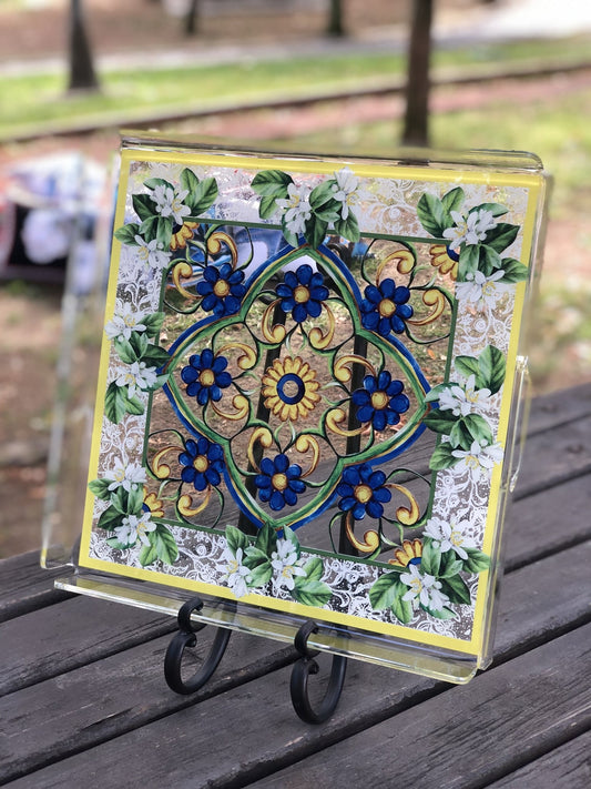 Limon Desenli Kare Pleksi Tepsi