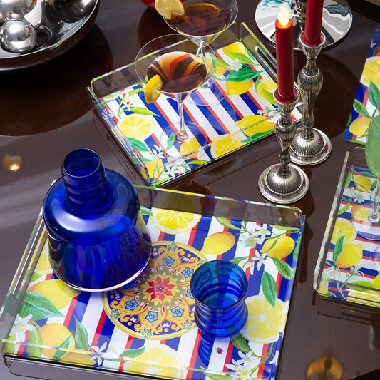 Limonage Desenli Pleksi Tepsi QueenBeeIstanbul