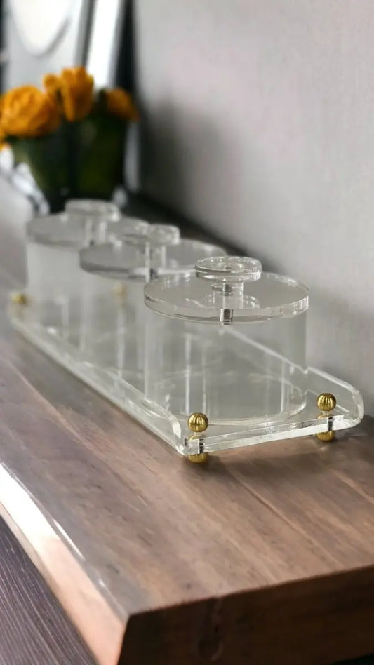 Lüks Plexiglass Kapaklı Kavanoz Seti - 3'lü Özel Tasarım - QueenBeeIstanbul