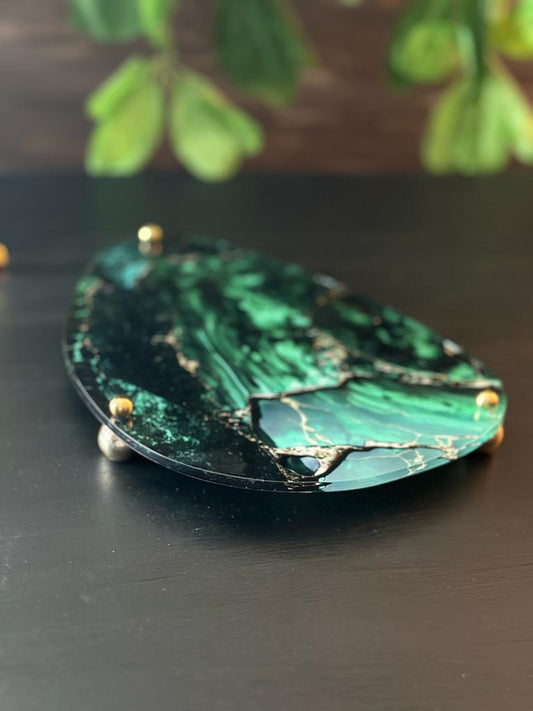 Malachite Sunum Tepsi ve Standı - QueenBeeIstanbul
