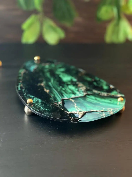 Malachite Sunum Tepsi ve Standı - QueenBeeIstanbul