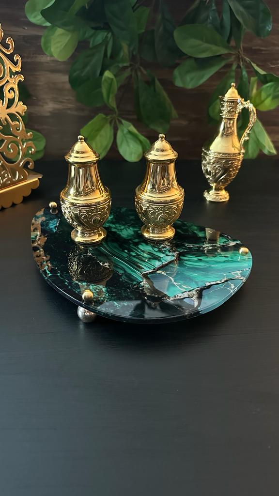 Malachite Sunum Tepsi ve Standı - QueenBeeIstanbul