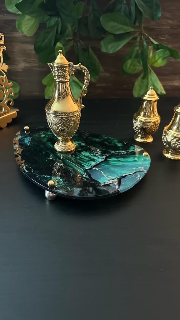 Malachite Sunum Tepsi ve Standı - QueenBeeIstanbul