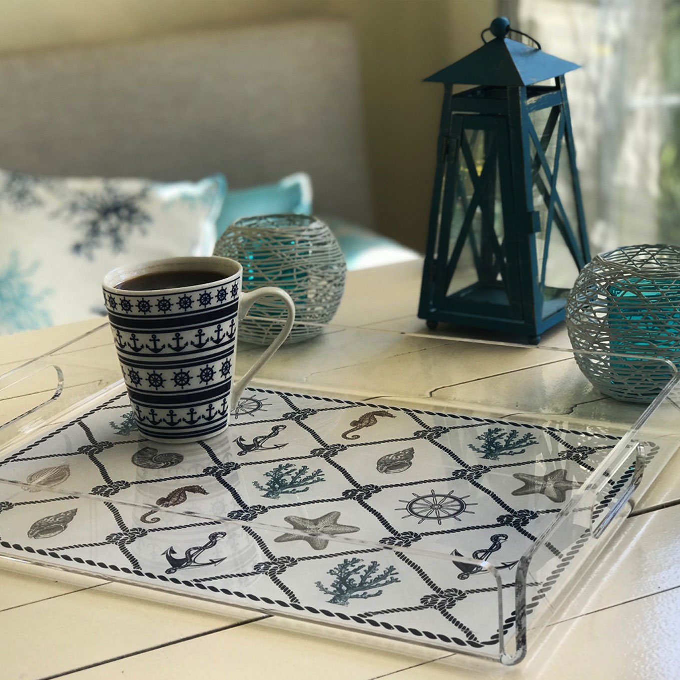 Marin Desenli Pleksi Tepsi