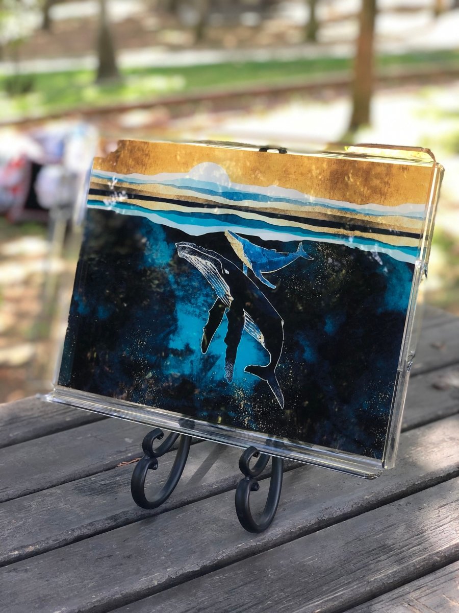 Marin Temalı Pleksi Tepsi -Balinalar- - QueenBeeIstanbul